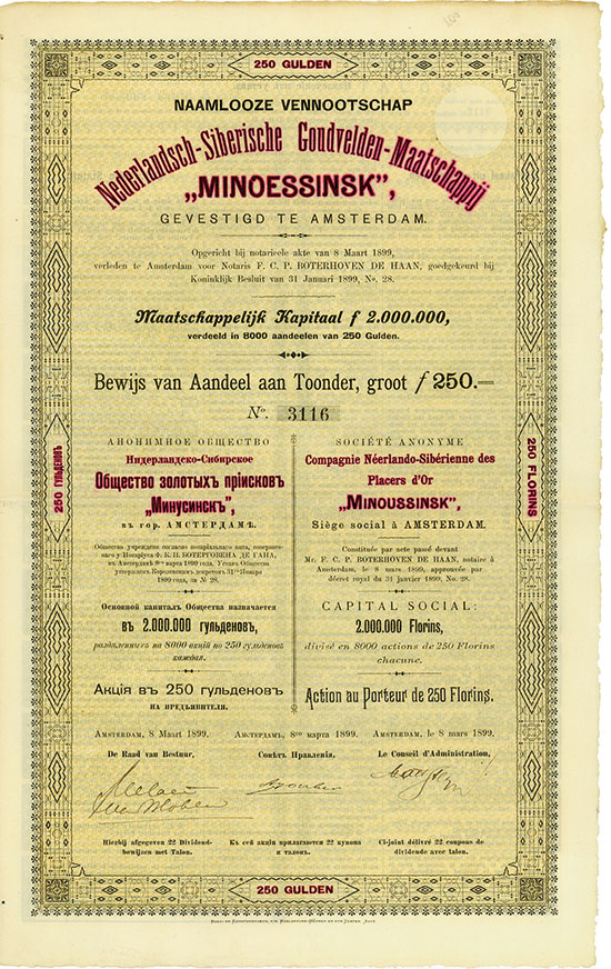 Nederlandsch-Siberische Goudvelden-Maatschappij “Minoessinsk