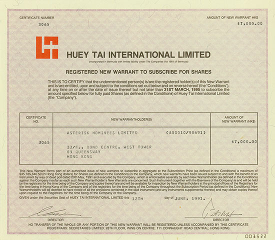Huey Tai International Limited