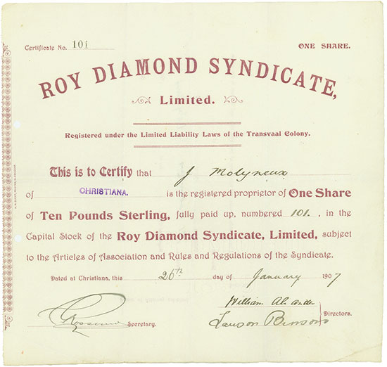 Roy Diamond Syndicate, Limited