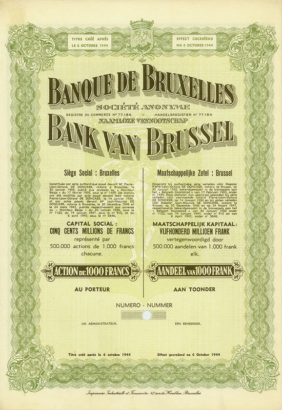 Banque de Bruxelles Société Anonyme / Naamlooze Vennootschap Bank van Brussels