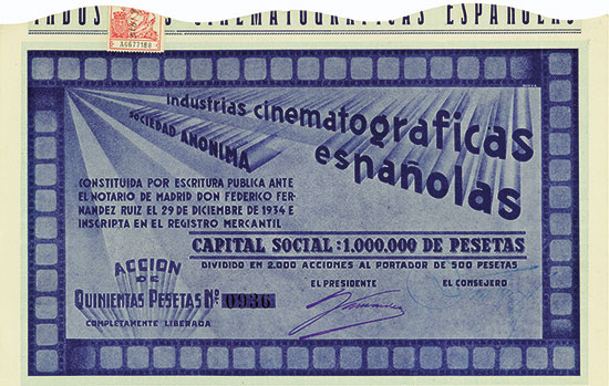 industrias cinematograficas españolas Sociedad Anonima