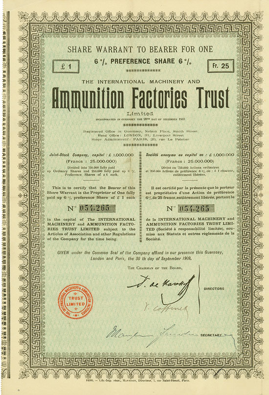 International Machinery and Ammunition Factories Trust Limited