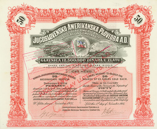 Jugoslovensko-Amerikanska Plovidba A.D. / Jugoslav-American Navigation Company Ltd.