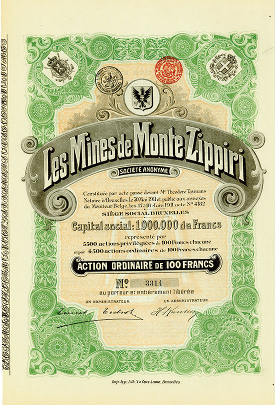 Les Mines de Monte Zippiri Société Anonyme [2 Stück]