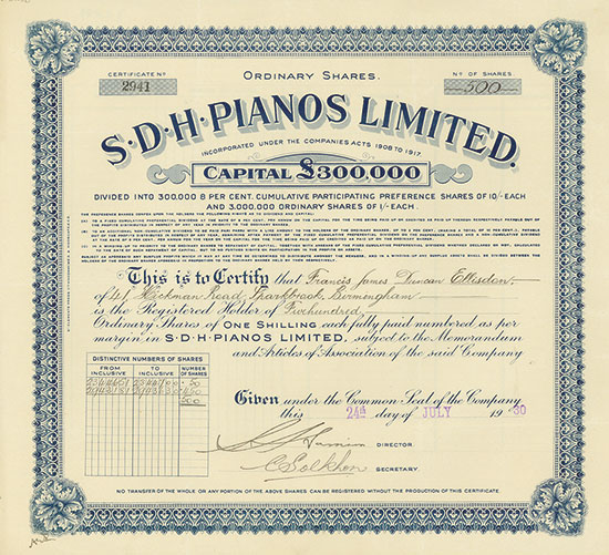 S.D.H. Pianos Limited