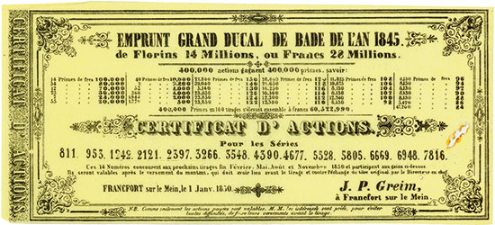 Emprunt Grand Ducal de Bade de l'an 1845