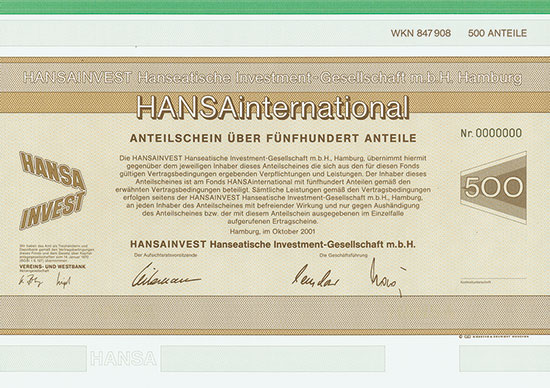 HANSAINVEST Hanseatische Investment-Gesellschaft mbH [4 Stück]