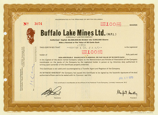 Buffalo Lake Mines Ltd. (N.P.L.)