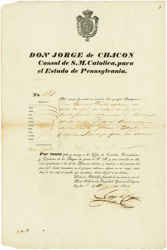 Don Jorge de Chacon Consul de S. M. Catolica, para el Estado de Pennsylvania