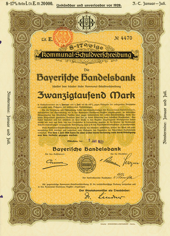 Bayerische Handelsbank [5 Stück]