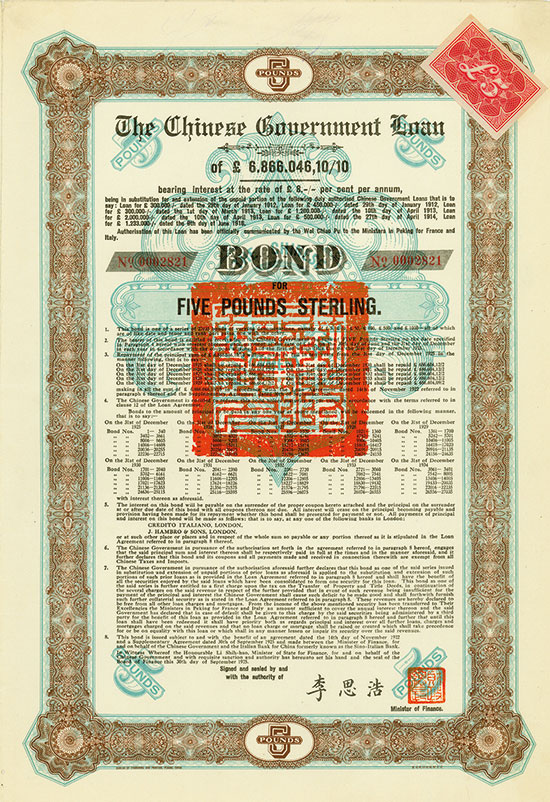 Chinese Government (Skoda Loan II, Kuhlmann 700 I)