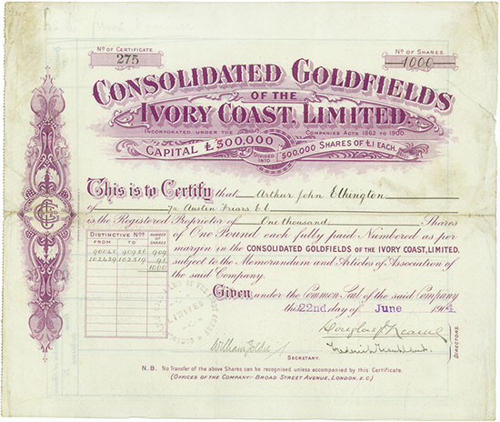 Consolidated Goldfields of the Ivory Coast, Limited