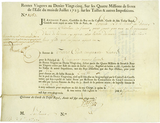 Rente Viagére - Edit du mois de Juillet 1723