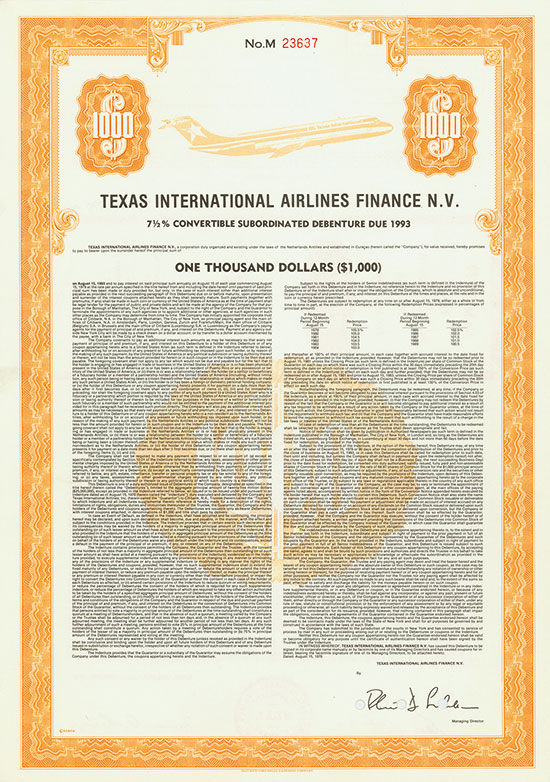 Texas International Airlines Finance N. V.
