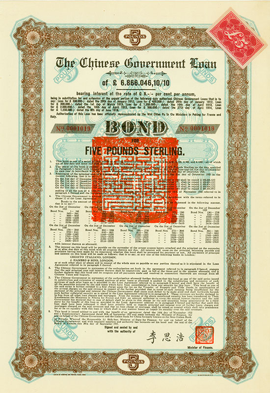 Chinese Government (Skoda Loan II, Kuhlmann 700 C)