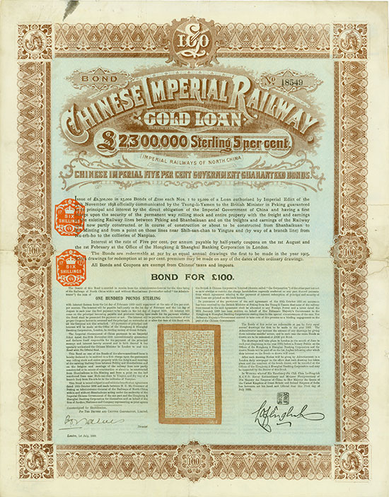 Chinese Imperial Railway Gold Loan (Imperial Railways of North China, Kuhlmann 90)