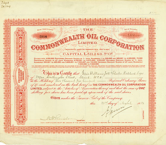 Commonwealth Oil Corporation Limited [2 Stück]