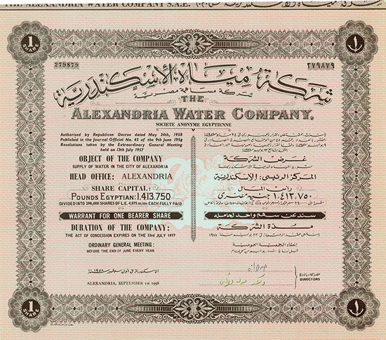 Alexandria Water Company, Societe Anonyme Egyptienne