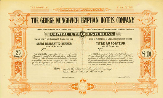 George Nungovich Egyptian Hotels Company [3 Stück]