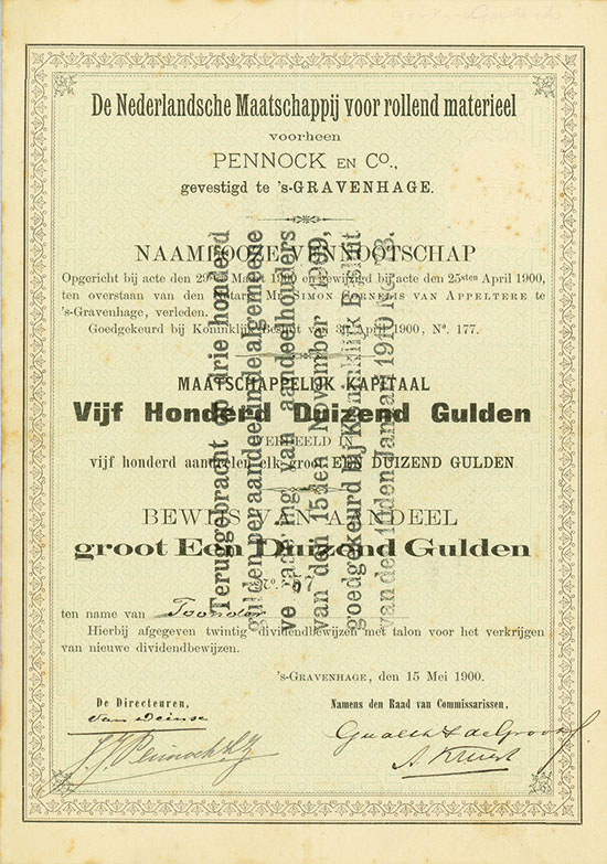 Nederlandsche Maatschappij voor rollend materieel voorheen Pennock en Co.
