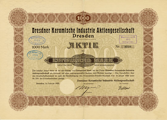 Dresdner Keramische Industrie AG [3 Stück]