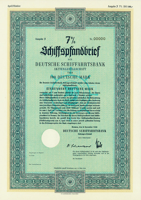 Deutsche Schiffahrtsbank AG [5 Stück]