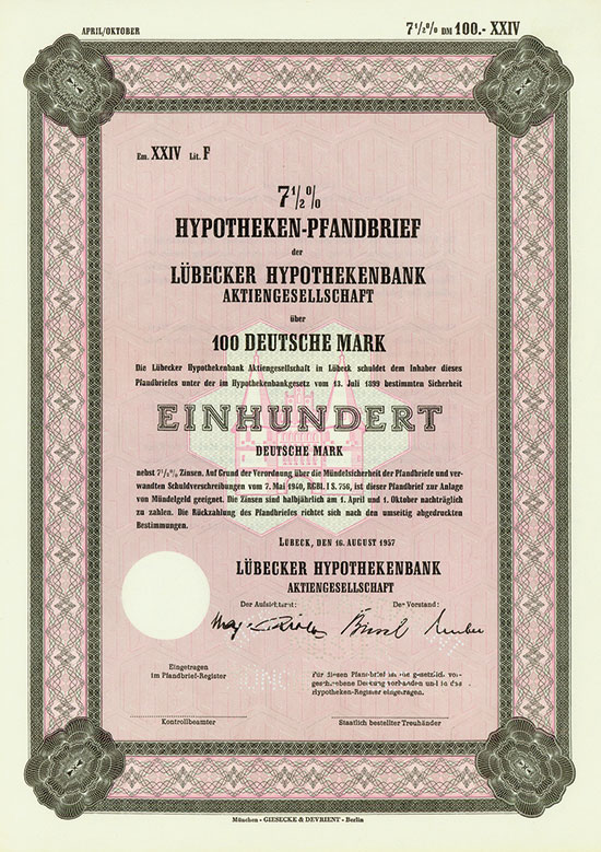 Lübecker Hypothekenbank AG [4 Stück]