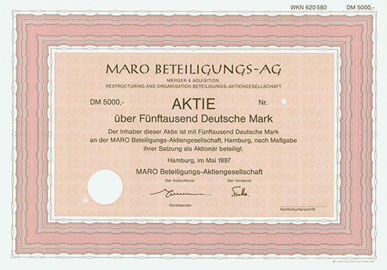 MARO Beteiligungs-AG Merger & Aquisition, Restructuring and Organisation Beteiligungs-AG