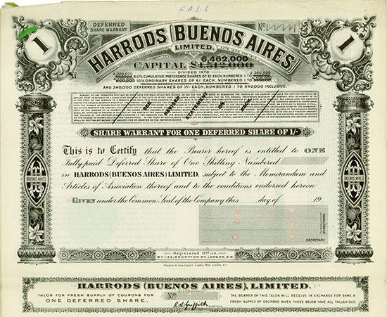 Harrods (Buenos Aires) Limited [2 Stück + 6 Dokumente]