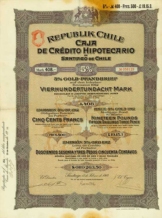 Republik Chile - Caja de Crédito Hipotecario in Santiago de Chile