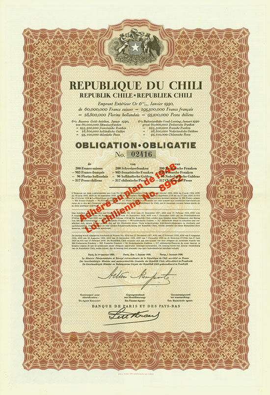Republique du Chili / Republik Chile / Republiek Chili