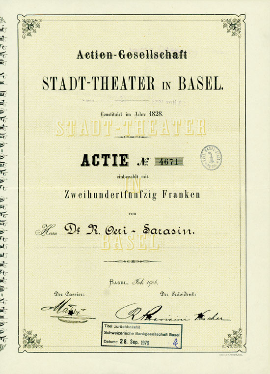 Actien-Gesellschaft Stadt-Theater in Basel