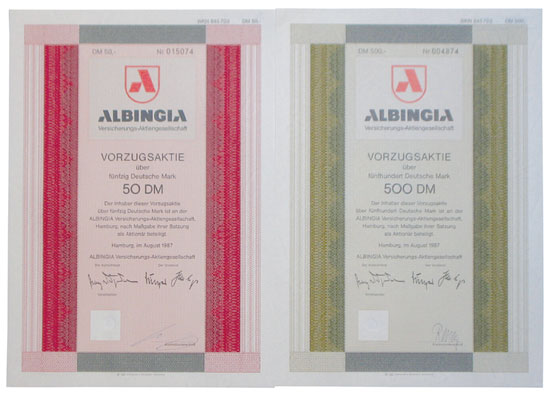 Albingia Versicherungs-AG [2 Stück]