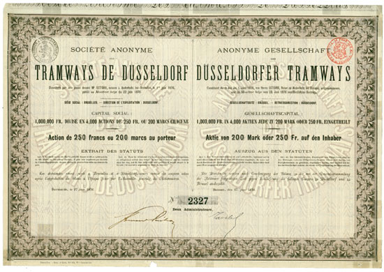 Anonyme Gesellschaft der Düsseldorfer Tramways (Société Anonyme des Tramways de Dusseldorf)