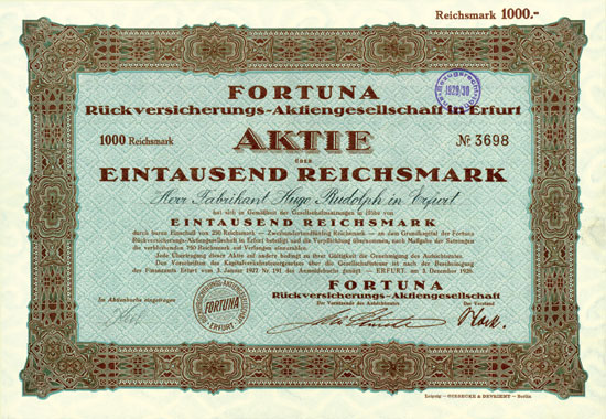 Fortuna Rückversicherungs-AG in Erfurt