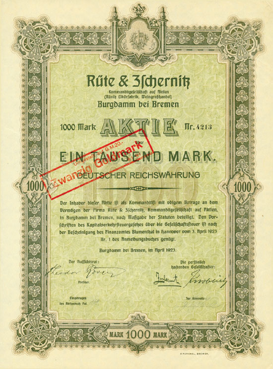 Rüte & Zschernitz KGaA (Rünitz Likörfabrik, Weingroßhandel)