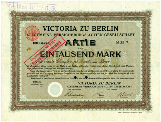 Victoria zu Berlin Allgemeine Versicherungs-Actien-Gesellschaft