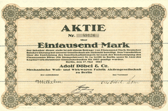 Adolf Döbel & Co. Mechanische Woll- und Wirkwaren Fabrik AG