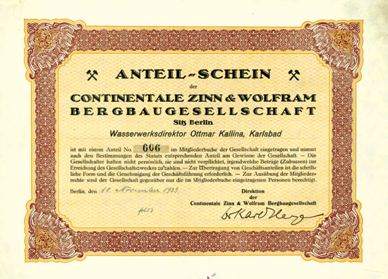 Continentale Zinn & Wolfram Bergbaugesellschaft