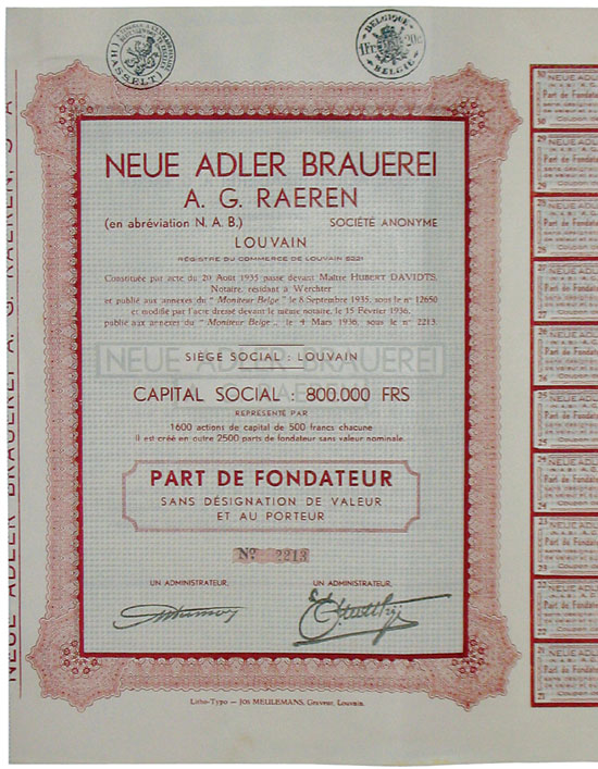 Neue Adler Brauerei A. G. Raeren