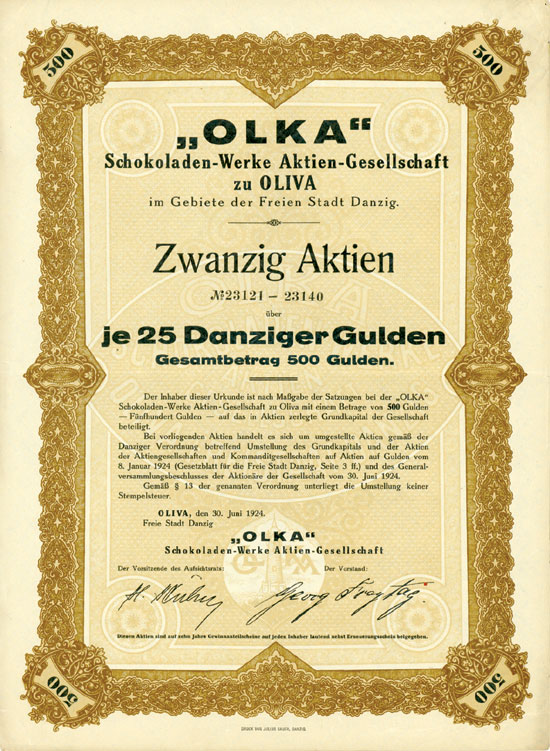 OLKA Schokoladen-Werke AG zu Oliva