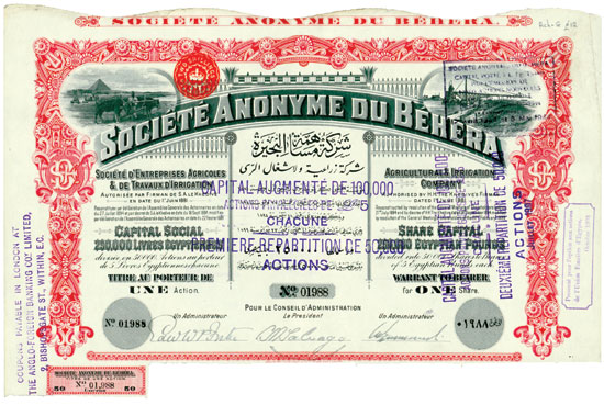 Société Anonyme du Béhéra (Agricultural & Irrigation Company)