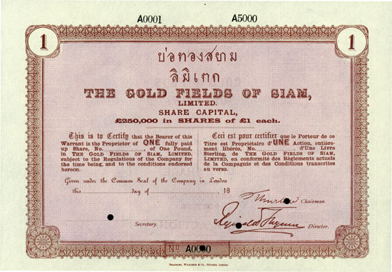 Gold Fields of Siam, Limited
