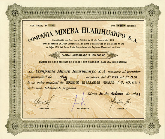 Compañia Minera Huarihuarpo S. A.