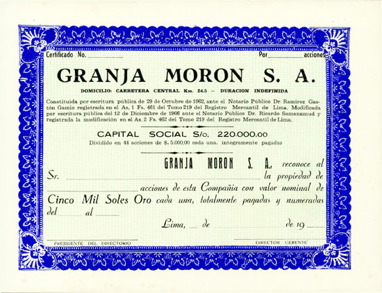 Granja Moron S. A.