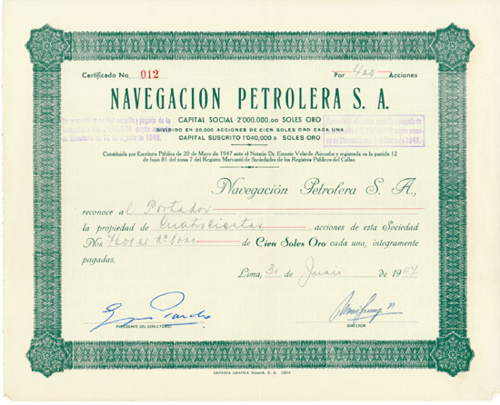 Navegacion Petrolera S. A.