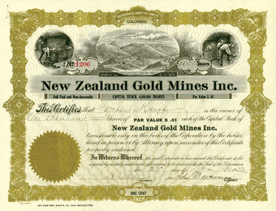 New Zealand Gold Mines Inc.