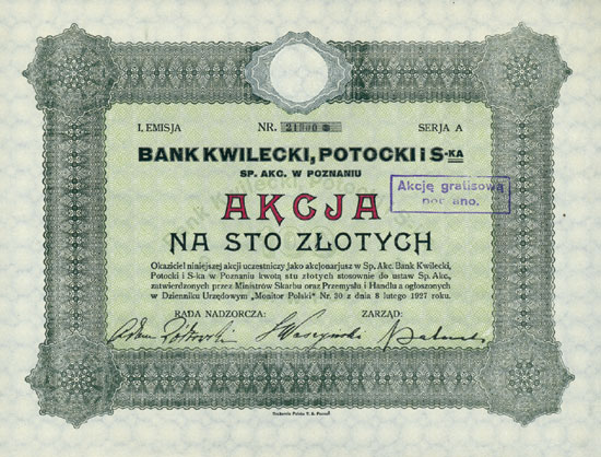 Bank Kwilecki, Potocklis-ka