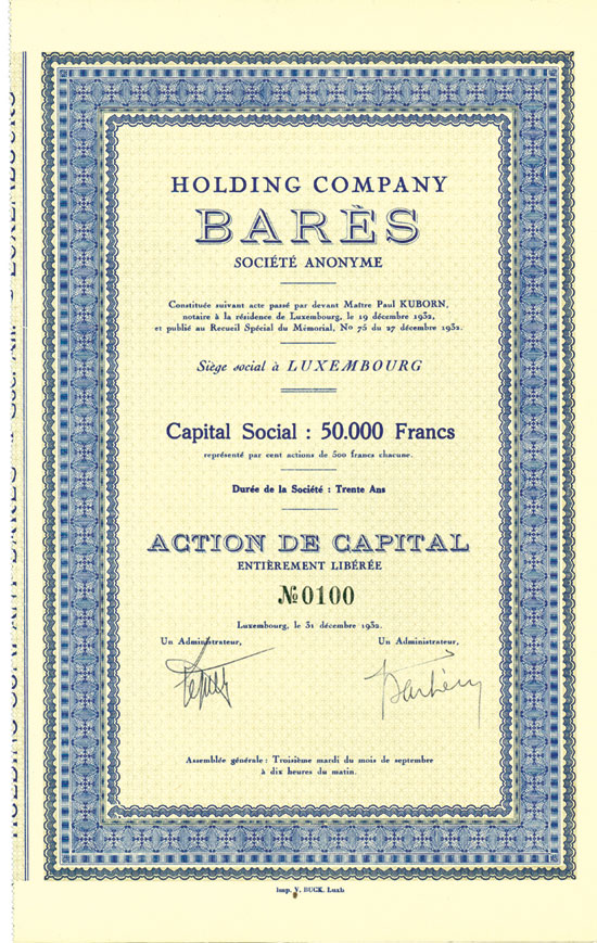 Holding Company Barés Société Anonyme