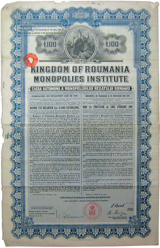 Kingdom of Roumania Monopolies Institute